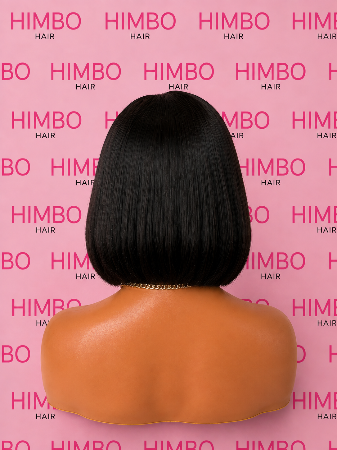 HIMBO Hair KIM - 10 inch natural black straight bob human hair HD lace wig back view