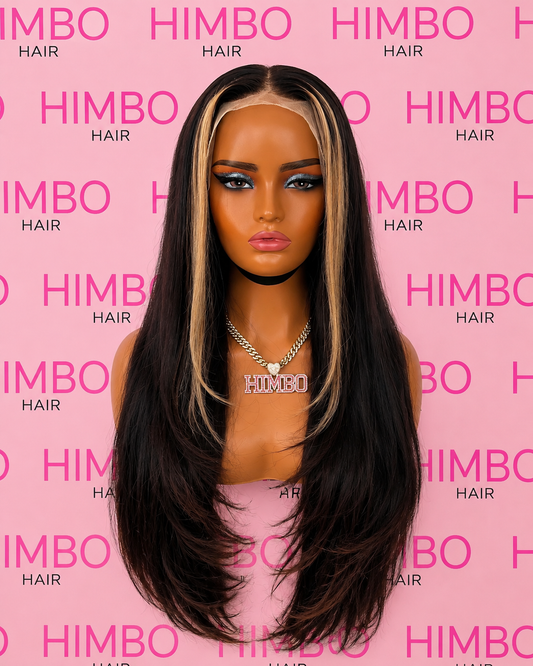 HIMBO Hair BRANDY - 20 inch natural black straight human hair HD lace wig