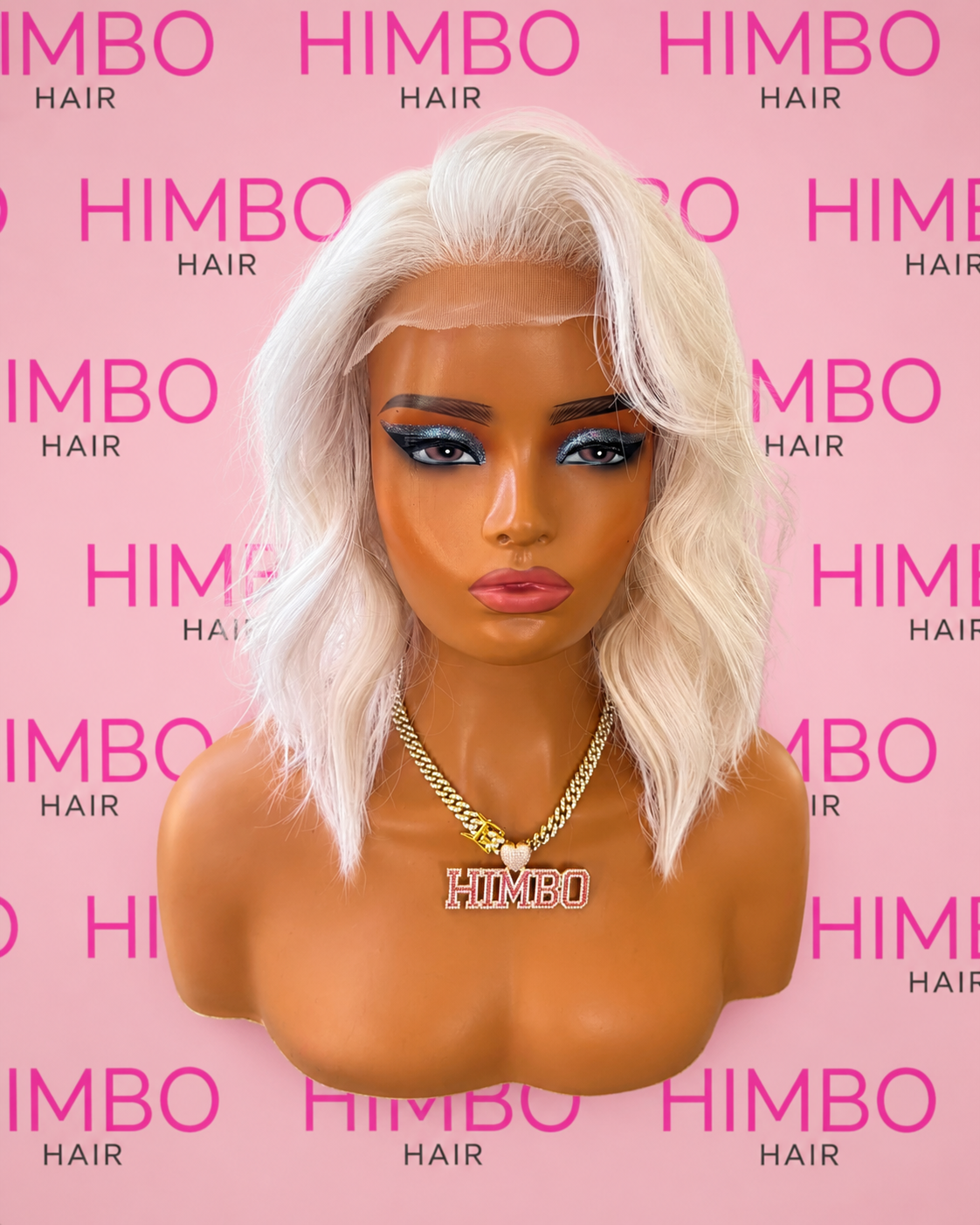 HIMBO Hair ROXY - 12 inch platinum blonde straight bob human hair HD lace wig
