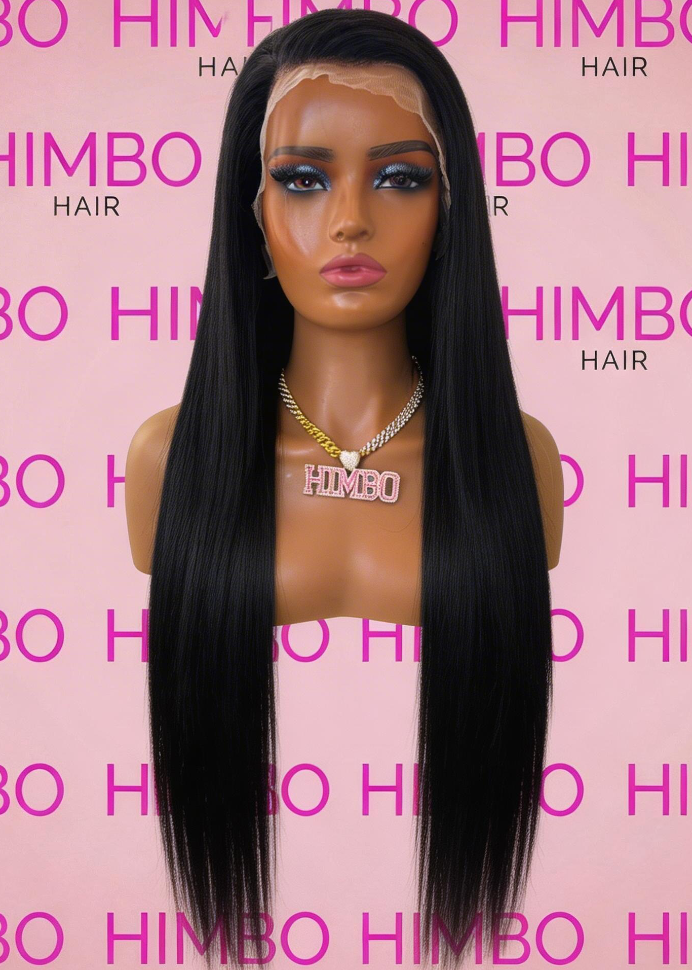 HIMBO Hair AISHA - 20 inch jet black custom coloured human hair lace wig