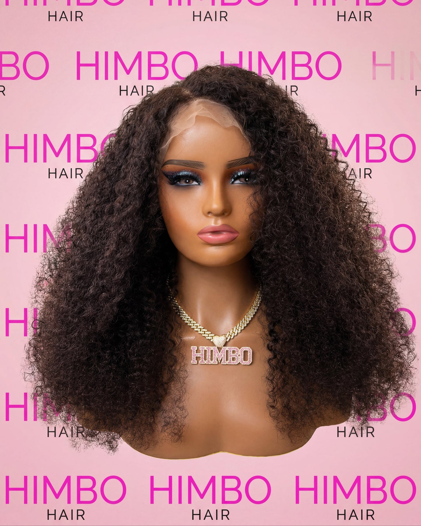 HIMBO Hair JAIDA - 26 inch natural black curly coily human hair lace wig