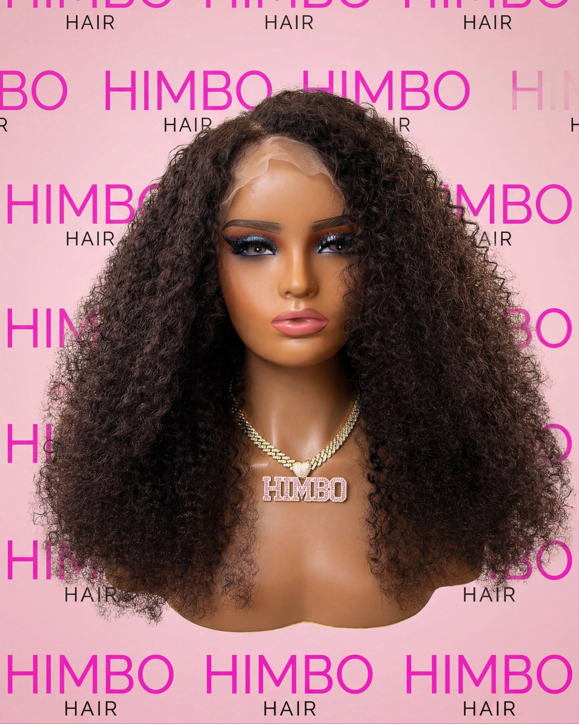 HIMBO Hair JAIDA - 26 inch natural black curly coily human hair lace wig